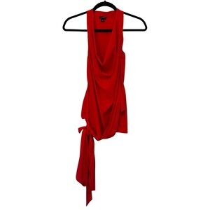Ann Taylor Draped Neckline Wrap Around‎ Sleeveless Blouse Red